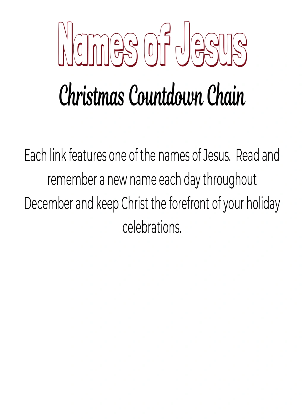 Christmas Countdown Chain Names of Jesus 2 Christmas Countdown Chain Names of Jesus - Image 2