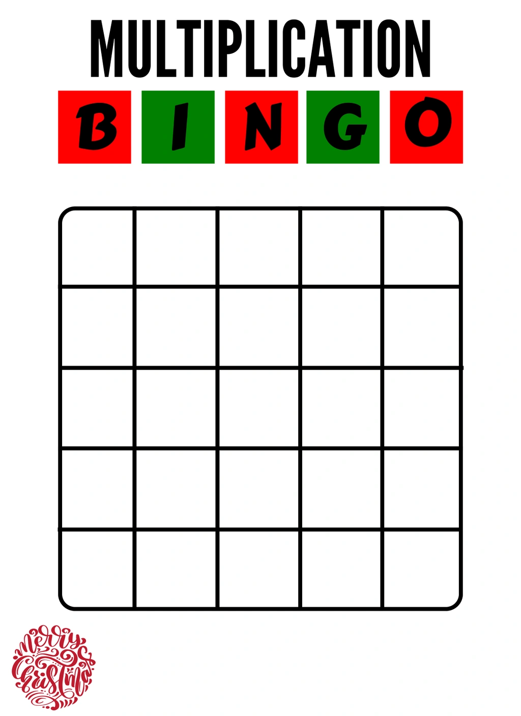 Christmas Multiplication BINGO