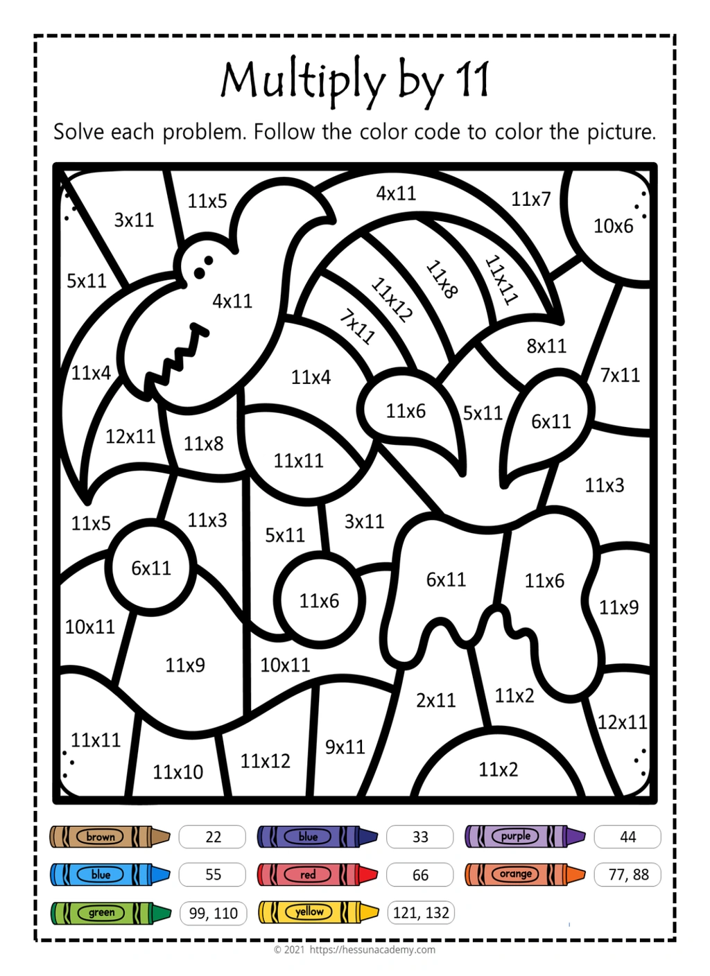 Dinosaur Multiplication Color by Number Worksheet Bundle 2 Dinosaur Multiplication Color by Number Worksheet Bundle - Image 2