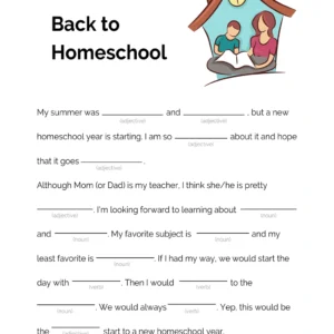 Fill in the Blank Back to Homeschool
