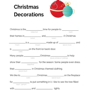 Fill in the Blank Christmas Decorations