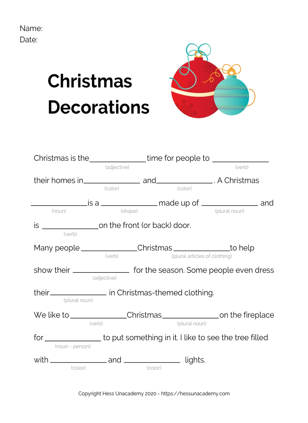 Fill in the Blank Christmas Decorations 1 Fill in the Blank Christmas Decorations