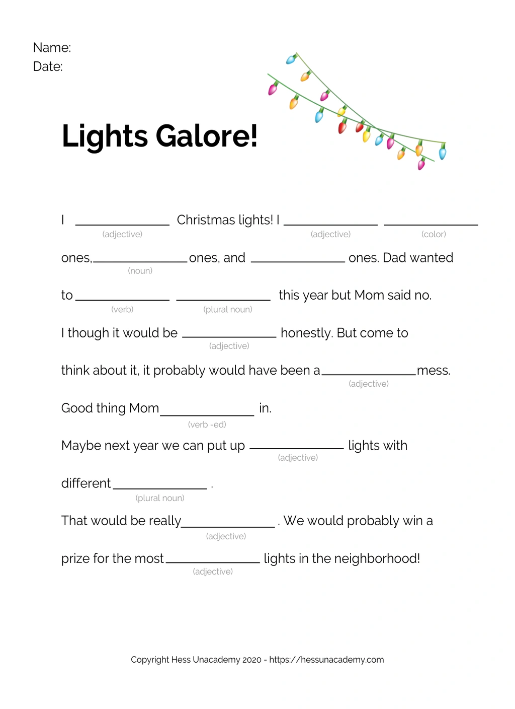 Holiday Themed Fill In The Blank Copywork Printable 4 Holiday Themed Fill In The Blank Copywork Printable - Image 4