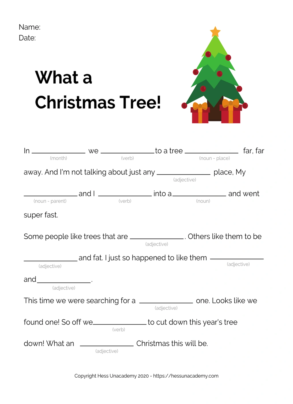 Holiday Themed Fill In The Blank Copywork Printable 3 Holiday Themed Fill In The Blank Copywork Printable - Image 3
