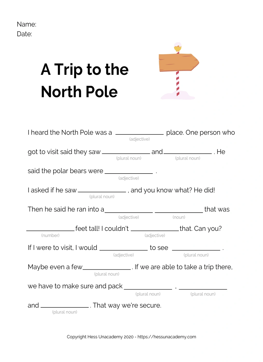 Fill in the Blank North Pole 1 Fill in the Blank North Pole