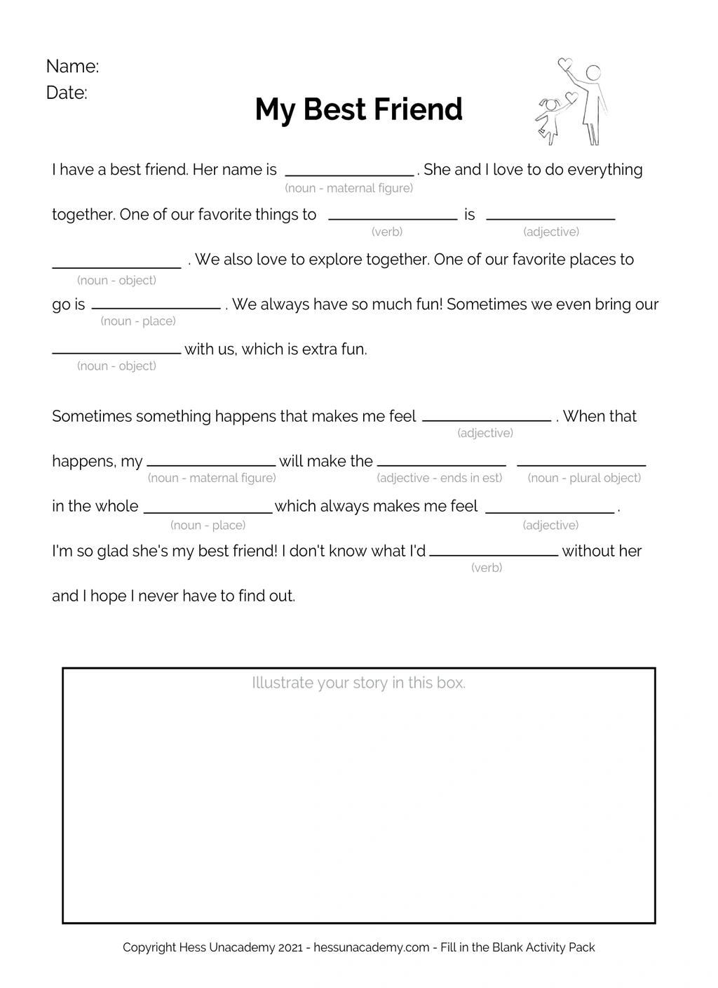 Fill in the Blank Version 2 Mothers Day My Best Friend