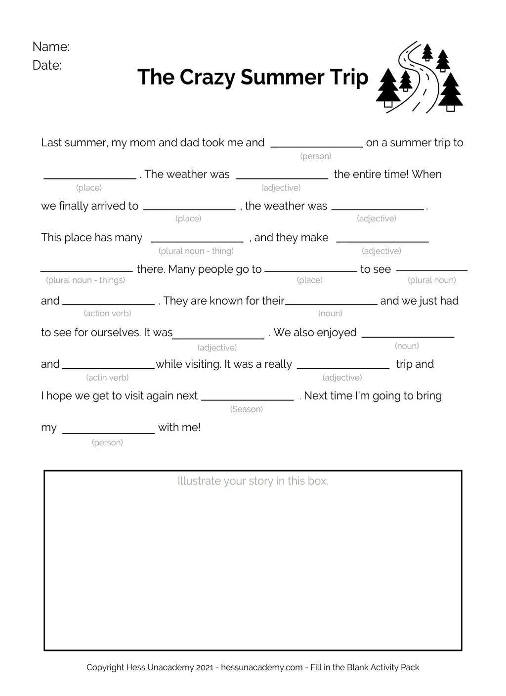 Fill in the Blank Summer Trip Version 2