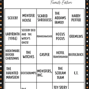 Halloween Movie Bingo