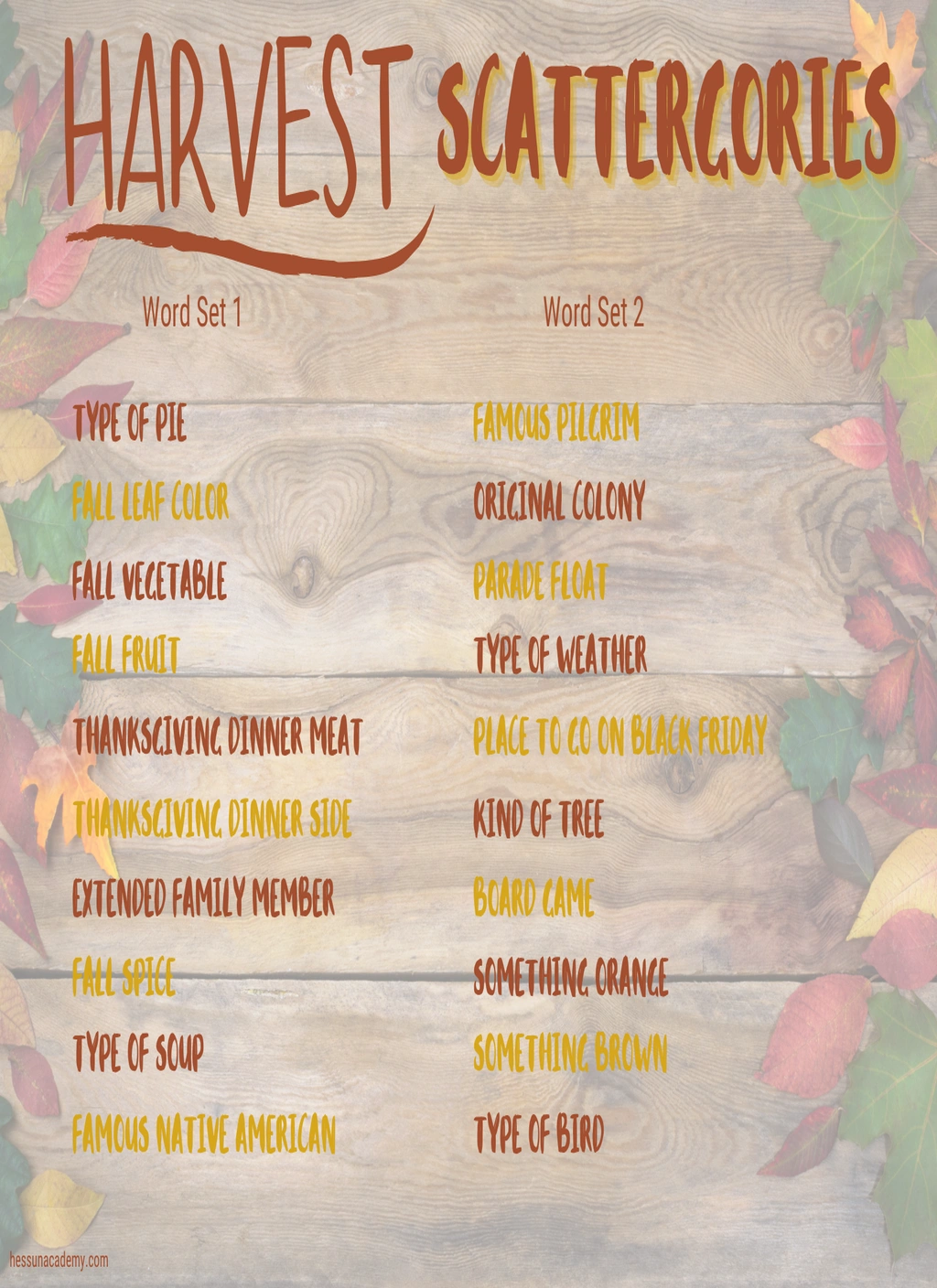 Harvest Scattergories (Reading) 4 Harvest Scattergories (Reading) - Image 4