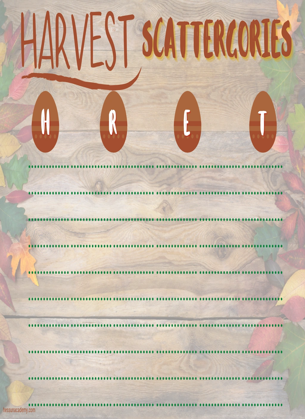 Harvest Scattergories (Reading) 2 Harvest Scattergories (Reading) - Image 2