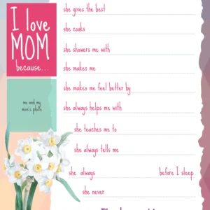 I Love Mom Mother's Day Printable