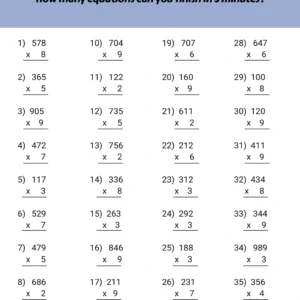 4th grade multiplication worksheets