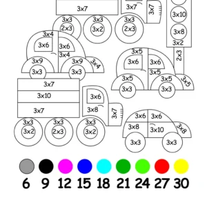 Multiplication Color by Number Trucks