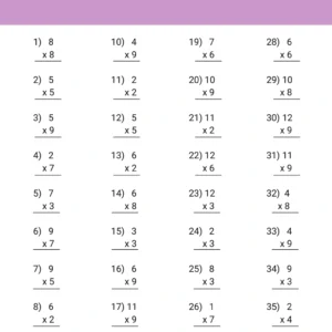 Multiplication Worksheet Vertical Single Digits