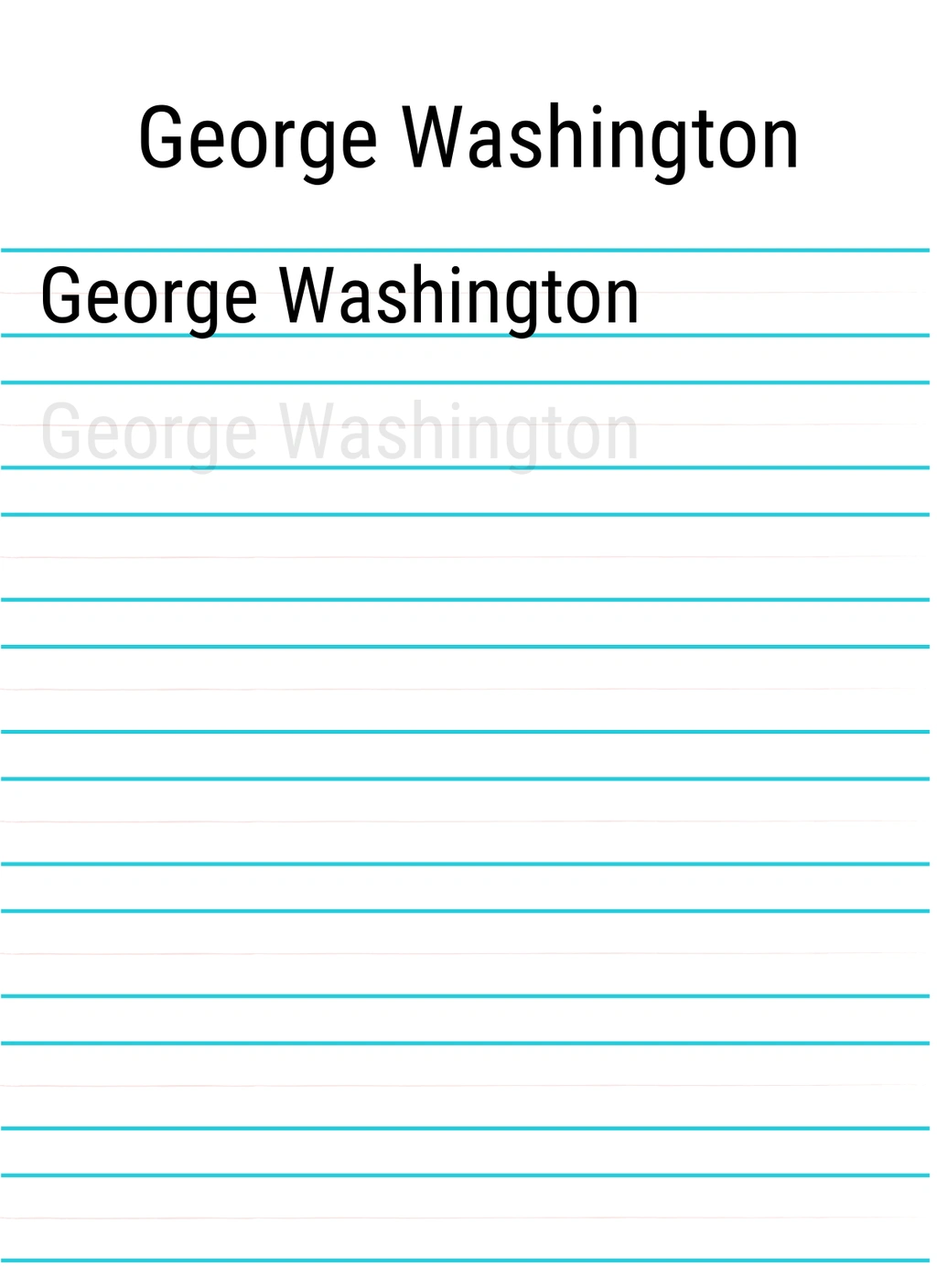 George Washington Print Writing