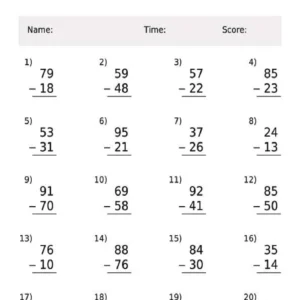 Subtraction Worksheets 100 pages