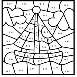 Addition Color by Number Worksheet Sailboat