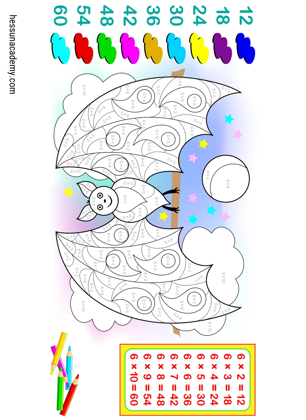 Bat Halloween Multiplication Color by Number Worksheet 1 Bat Halloween Multiplication Color by Number Worksheet