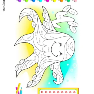 Octopus Multiplication Color by Number Worksheet