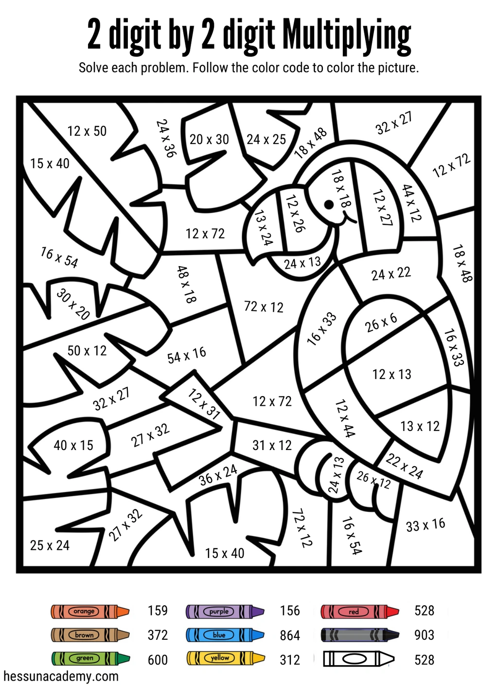 2 digit by 2 digit multiplication color by number pages pirate themed 4 2 digit by 2 digit multiplication color by number pages pirate themed - Image 4