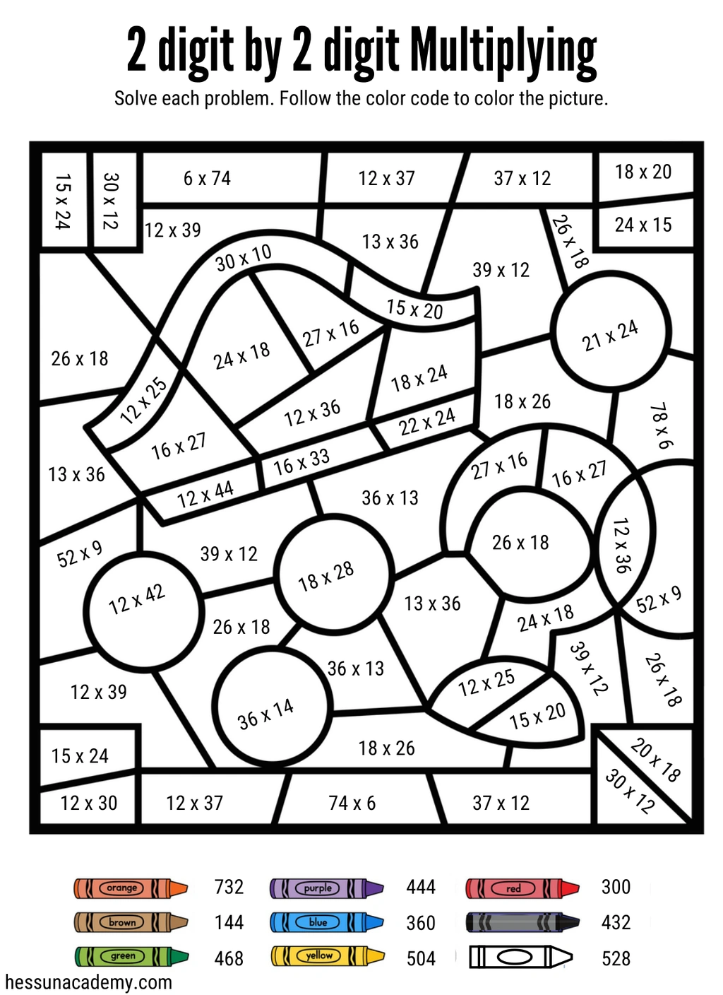2 digit by 2 digit multiplication color by number pages pirate themed 3 2 digit by 2 digit multiplication color by number pages pirate themed - Image 3