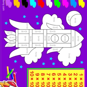 Rocket Multiplication Color by Number Worksheet