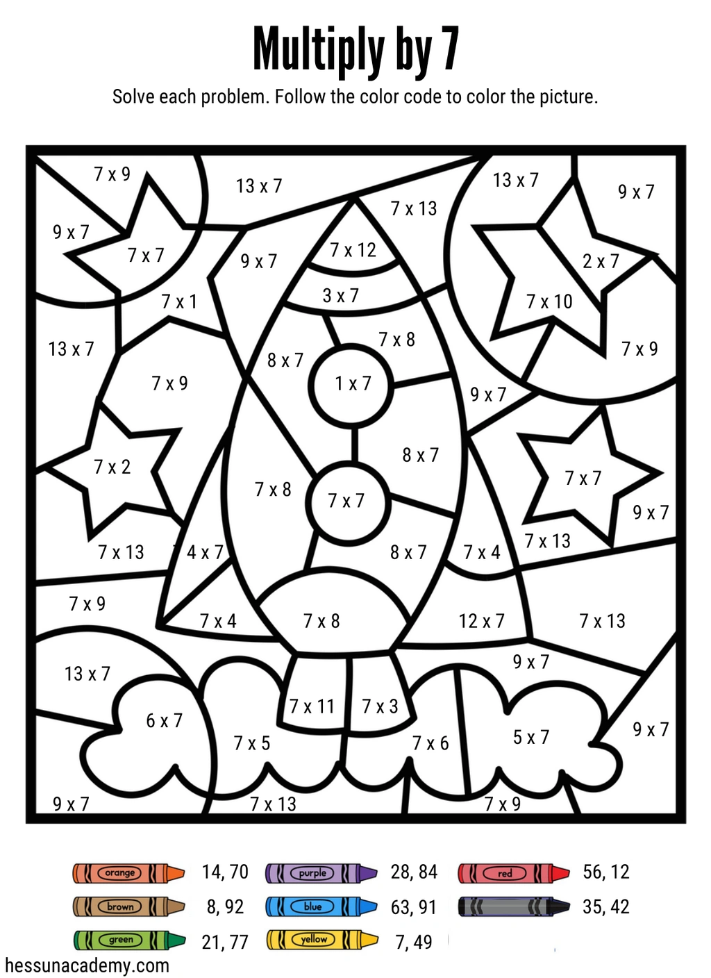 Space Multiplication Color by Number Worksheets 2 Space Multiplication Color by Number Worksheets - Image 2