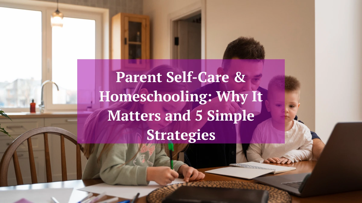 homeschool-parent-selfcare-morning Homeschool parent practicing self-care with coffee and journaling.