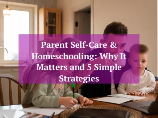 Homeschool parent practicing self-care with coffee and journaling.